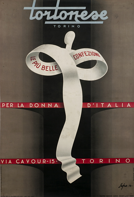 Abstract female figure composed of elegant fabric; black, red, white