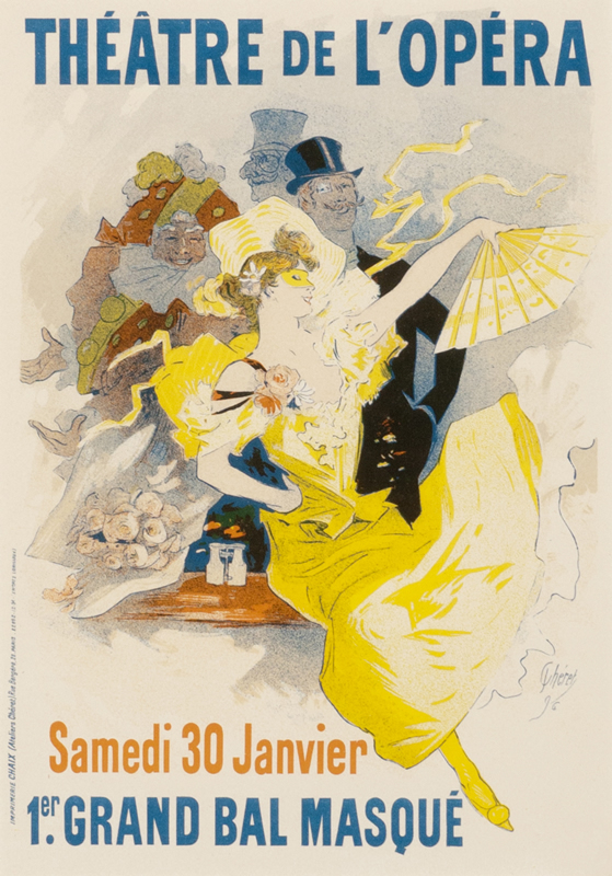 Festive couple enjoys the nightlife, woman in dancing gown; yellow, blue