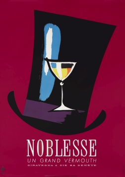 Tophat and martini glass; red, black and blue