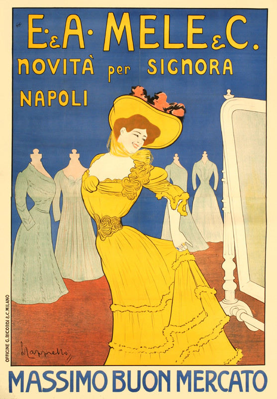 Preening woman in front of mirror; BLUE, YELLOW, WHITE